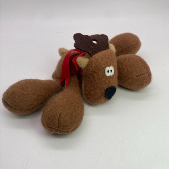 VTG HALLMARK Floppy RODNEY REINDEER Stuffed Animal Plush Toy Red Bow - Picture 5 of 7